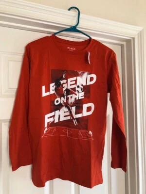Children's Place Boys Long-sleeve Shirt, Orange w/Sport Decal, Size XXL/TTG (16) - Image 1 of 2