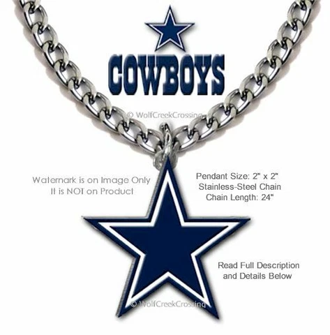 LARGE DALLAS COWBOYS NECKLACE - STAINLESS STEEL CHAIN NFL FOOTBALL FREE SHIP' Cover