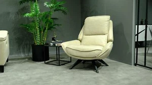 Beiger Ledersessel Wohnzimmer Clubsessel Designe Einsitzer Edle Möbel - Bild 1 von 2