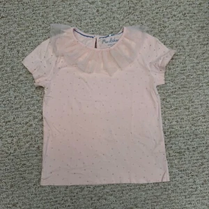Mini Boden Tulle Jersey Girls 9 - 10 yr Pink Polka Dot shirt Preppy - Picture 1 of 5