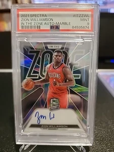 2021 Panini Spectra Zion Williamson In The Zone Auto Marble 1/5 PSA 9 Jersey # - Picture 1 of 5