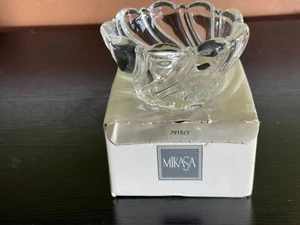Vintage Mikasa Clear Swirl Mint Crystal Glass Bowl Scalloped Heavy 4.5" Germany - Bild 1 von 3