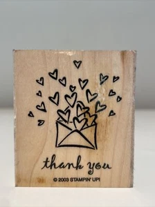 Stampin Up Grüße in Hülle und Fülle Danke HERZEN UMSCHLAG Holzhalterung Gummistempel - Bild 1 von 2