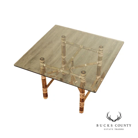 McGuire Bamboo and Glass Top Dining Table Cover