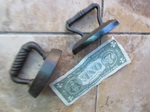 2 Rare 1880 Antique Flat Irons, Americana, Child's Doll Size or Collar Ironing - Picture 1 of 5