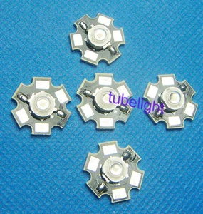 5PCS 3W High Power cyan Turquoise 495nm-500nm LED Emitter Bead 70lm + 20mm Base - Foto 1 di 2