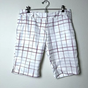Adidas Shorts Damen Größe 6 weiß lila kariert Climalite Bermuda Golf - Bild 1 von 13