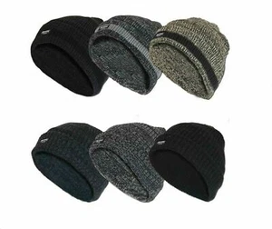 Mens Thermal melange Insulated Fully Fleece Lined Hats Beanie Winter Thermal hat - Picture 1 of 13