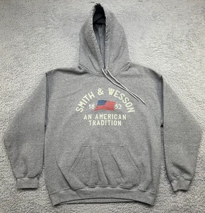 Smith And Wesson Hoodie Mens Large Gray Heather Pullover Sweatshirt Longsleeve - Picture 1 of 8