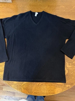 Mens Authentic Armani Collezioni Black V Neck Cashmere Sweater XL  Preowned - Image 1 of 4
