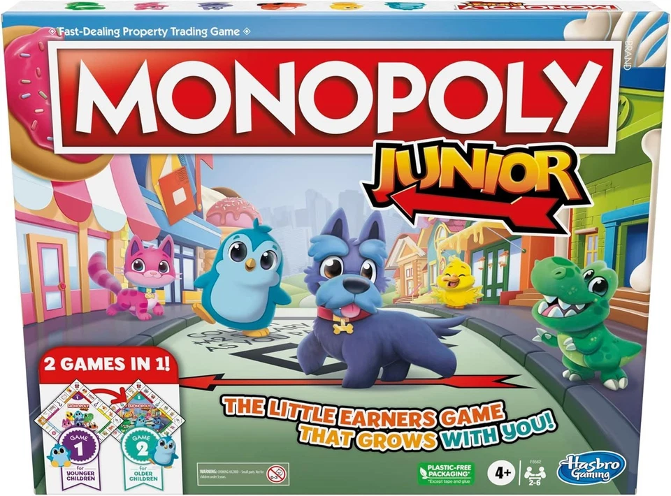 Hasbro Gaming Monopoly Junior Family Board Game for 4 Year Old Kids Strategy