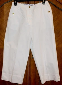 Lauren Ralph Lauren Capri weiß Baumwolle weites Bein maritim Gr. 6 - Bild 1 von 16