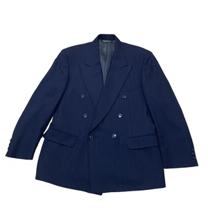 Traje Chaqueta Dellapenna Vintage Años 90 Doble Pecho Hombres 42S Azul Marino Rayas Hecho en EE. UU. - Imagen 1 de 24