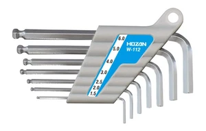 HOZAN Ball Point Wrench Set, 7-Piece Set, Short Length Hex Keys, 1.5/2/2.5/3/4/5 - Picture 1 of 5