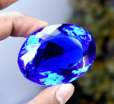 60 Ct Lustrous Blue Tanzanite Oval Cut Certified Gemstone Rare Find Limited Sale - Image 1 of 4