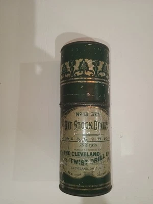 Bit Stock Drills Vintage 9 Drill Bit Set With Tin Cleveland Twist Drill Company Foto 1 de 4