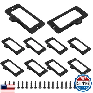 suiwotin 10pcs Card Catalog Drawer Pulls, Antique Black File Label Card Holde - Picture 1 of 5