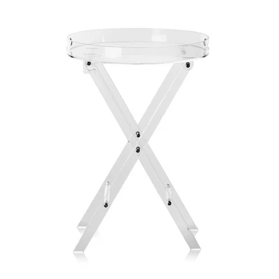Uimoso Acrylic Folding Tray Table Acrylic End Table Folding X-Leg Living Room - Image 1 of 4
