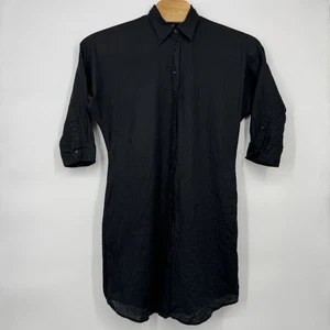 Lauren Ralph Lauren Damengröße 6 schwarz 100 % Leinen Knopfleiste Halbarm Kleid - Bild 1 von 9