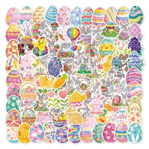 100Pcs Easter Bunnies Eggs Sticker for Water Bottle Journal Guitar Luggage Phone - Picture 1 of 8