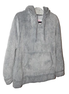Member's Mark accogliente maglione peluche grigio e bianco pelliccia sintetica felpa con cappuccio donna taglia S - Foto 1 di 4