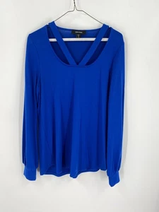 Karen Kane blaue Cut Out Bluse mit schwarzem Besatz Gr. M - Bild 1 von 3