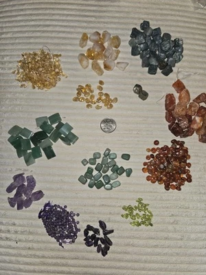 Lot Semi Precious Stone Beads Citrine Amethyst Peridot Carnelian Agate Pyrite  - Image 1 of 4