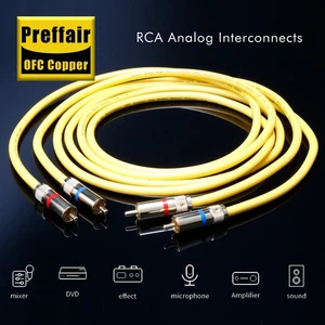 OFC Silver Plated RCA Banana Plug Male to Male Signal Extension Cable Connector - Picture 1 of 9