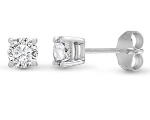 PENDIENTES DE ORO BLANCO DE 9 QUILATES O 18 QUILATES COLOR D 0,50 QUILATES VS DIAMANTES CULTIVADOS EN LABORATORIO - Imagen 1 de 8