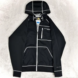 Columbia PFG Marlin Rig Softshell Hoodie Mens S Omni-Heat Black Thermal Full Zip - Picture 1 of 13