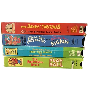 The Berenstain Bears VHS Lot 4 Tapes - Christmas, Play Ball, ect. - Foto 1 di 9
