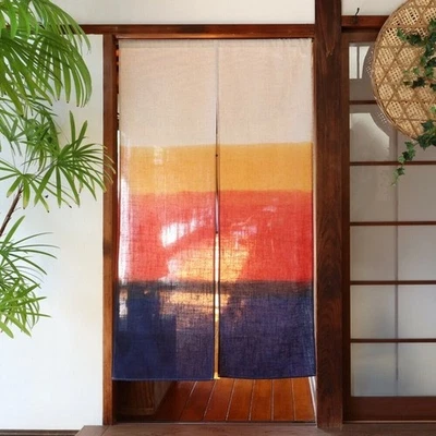 MADE IN JAPAN Japanese Noren Curtain - Natural Linen Blend Gradient Sunset - Image 1 of 4