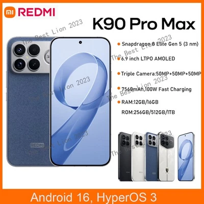 Xiaomi Redmi K90 Pro Max 5G Mobile Phone 6.9'' Snapdragon 8 Elite Gen 5 7560mAh - Image 1 of 4