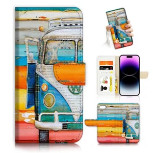 ( For iPod Touch 5 6 7 ) Wallet Flip Case Cover AJ26430 Kombi Van - Picture 1 of 6