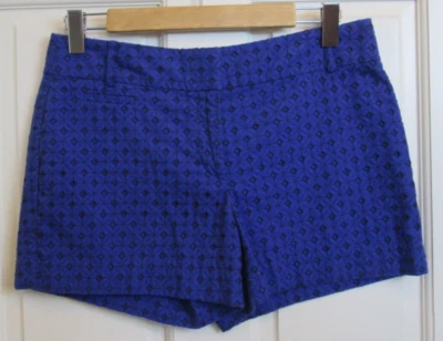 Pantalones Cortos Ann Taylor Loft Azul Geométrico Mujer Talla 6P Cintura 31 Elastizados 82-33978 Foto 1 de 4