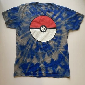 Size M - POKEMON POKEBALL TShirt Unique Blue Reverse Bleach Custom Tie Dye 1of1 - Picture 1 of 11