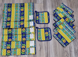 Nuovo con etichette - 14 pezzi - Kay Dee Designs tovagliette girasole giallo blu tovaglioli porta pentole - Foto 1 di 5