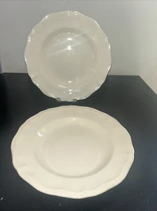 V1 2 ASSIETTES SEMI CREUSE  DIGOIN SARREGUEMINE BLANCHE BLANC 24,5CM - Picture 1 of 6