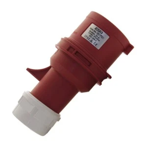 32A 380V-415V Red Industrial 3 Pin & Earth Male Site Plug, IP44 Weatherproof - Picture 1 of 1