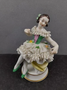 Volkstedt Porzellanfigur Durchbruch Porzellan Dame Tänzerin handbemalt antik - Bild 1 von 8