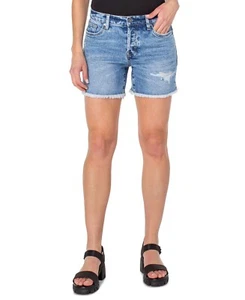 Earnest Sewn Women's Denim Frayed Hem Cutoff Denim Shorts Size 27 Waist 28 B4HP - Picture 1 of 4