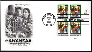 US 2009 Kwanzaa PLATE BLOCK First Day Cover (4434) . ArtCraft Cachet - Picture 1 of 1