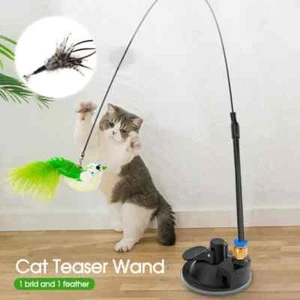 Cat Play Toy Simulation Birds Teaser Wand Interactive Stick with Suction Cup-AU - Picture 1 of 14
