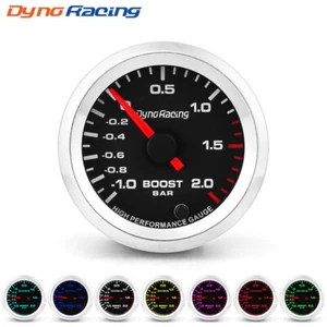 52mm Universal Pointer 7 Color LED -1~2Bar Turbo Boost Gauge Vacuum Press Meter - Picture 1 of 7