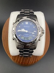 Armitron Men 36mm Watch Silver Tone Chrono Blue Dial Analog Digital 20/1513-RUNS - Picture 1 of 18