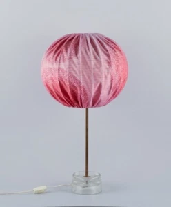Josef Frank (1885–1967), large table lamp in glass and brass.  Textile lampshade - Picture 1 of 9