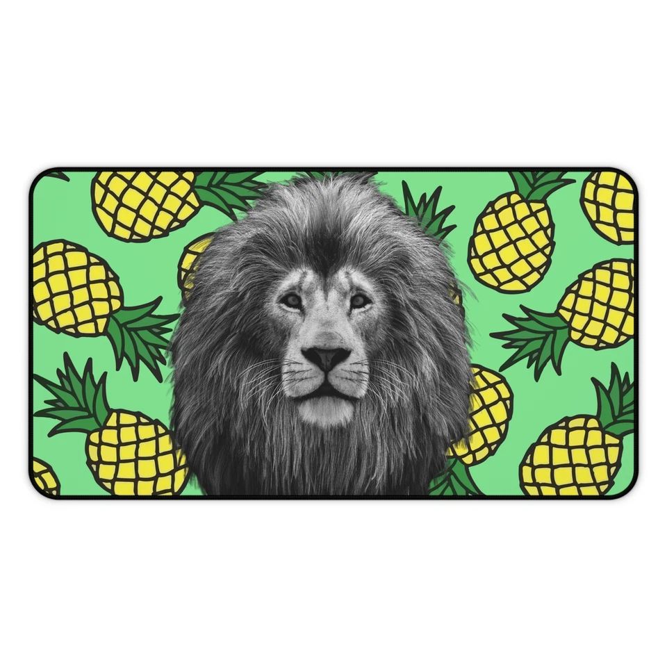 Lion and pineapple green patterned Desk Mat - Image 1 of 1