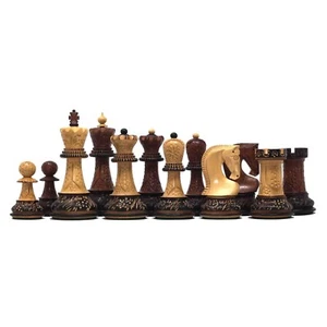 Zagreb '59 Series Chessmen in Burnt Golden Rose/ Boxwood - 3.75" King Height - Picture 1 of 24