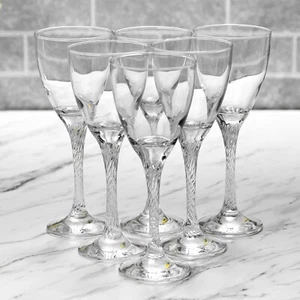 6pc Twist Stem White Red Wine Decorative Glasses Set Cups Dinner Party Goblets - Picture 1 of 8
