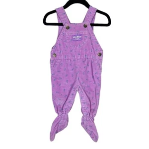 Vintage OshKosh B’Gosh One-piece Corduroy Floral Footie Overalls 3-6 Months - Picture 1 of 10